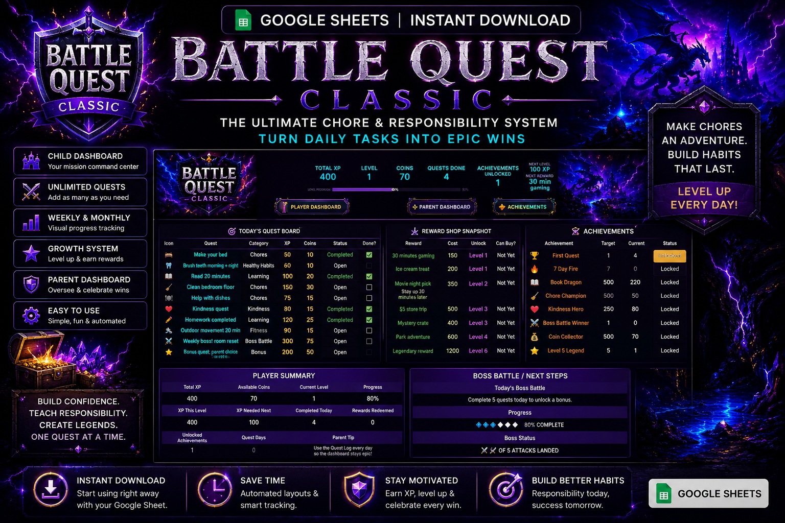 Battle Quest Classic main display