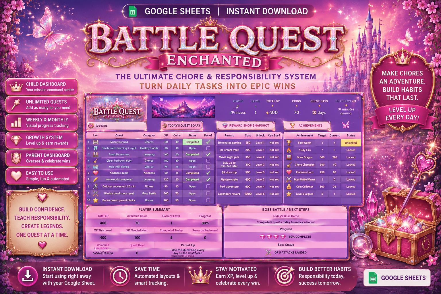Battle Quest Enchanted main display